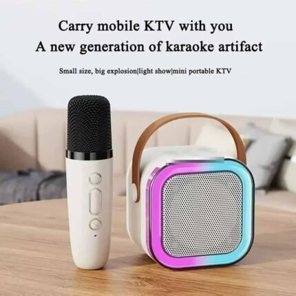 portable karaoke speaker with wireless microphone mini KTV Bluetooth speaker with LED lights