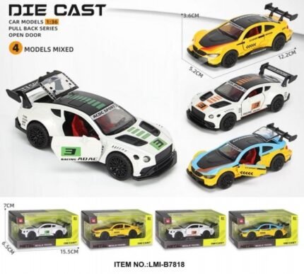 Die Cast Toy Car Model with Open Doors & Light, 1:32