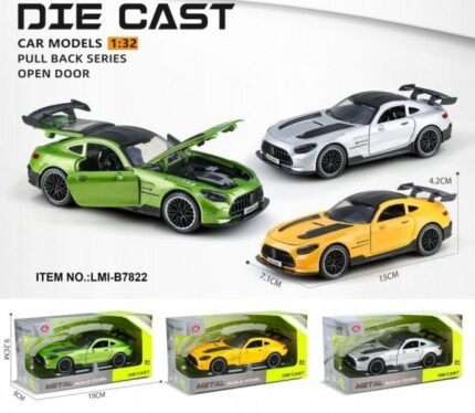 Die Cast Toy Car Model with Open Doors & Light, 1:32