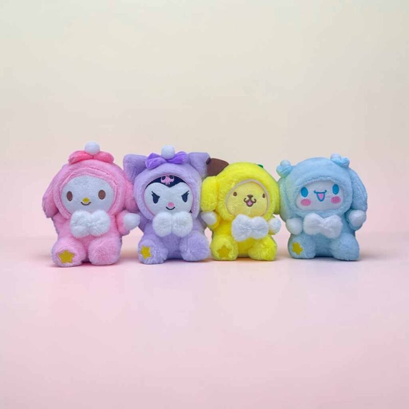 kawaii cartoon plush toy set soft stuffed mini toys pastel colors kids gift set