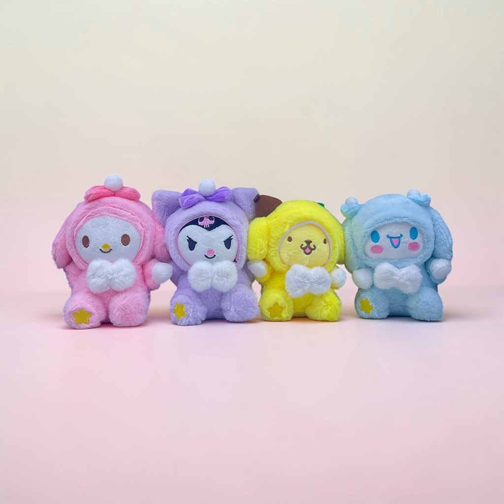 kawaii cartoon plush toy set soft stuffed mini toys pastel colors kids gift set