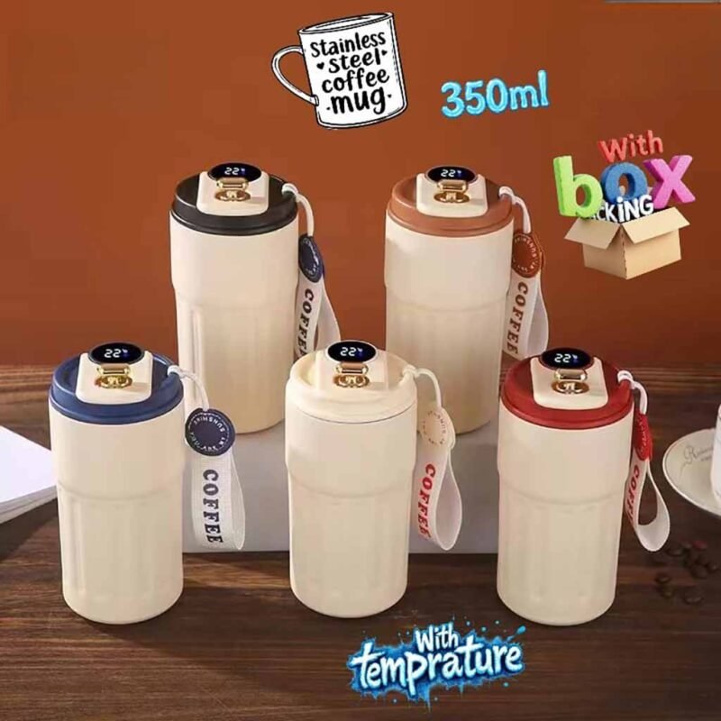 WB-01 stainless steel coffee mug 350ml wholesale India temperature display coffee mug bulk supplier Delhi insulated travel mug with LED temperature display wholesale gift coffee mugs India 350ml stainless steel vacuum mug for tea and coffee