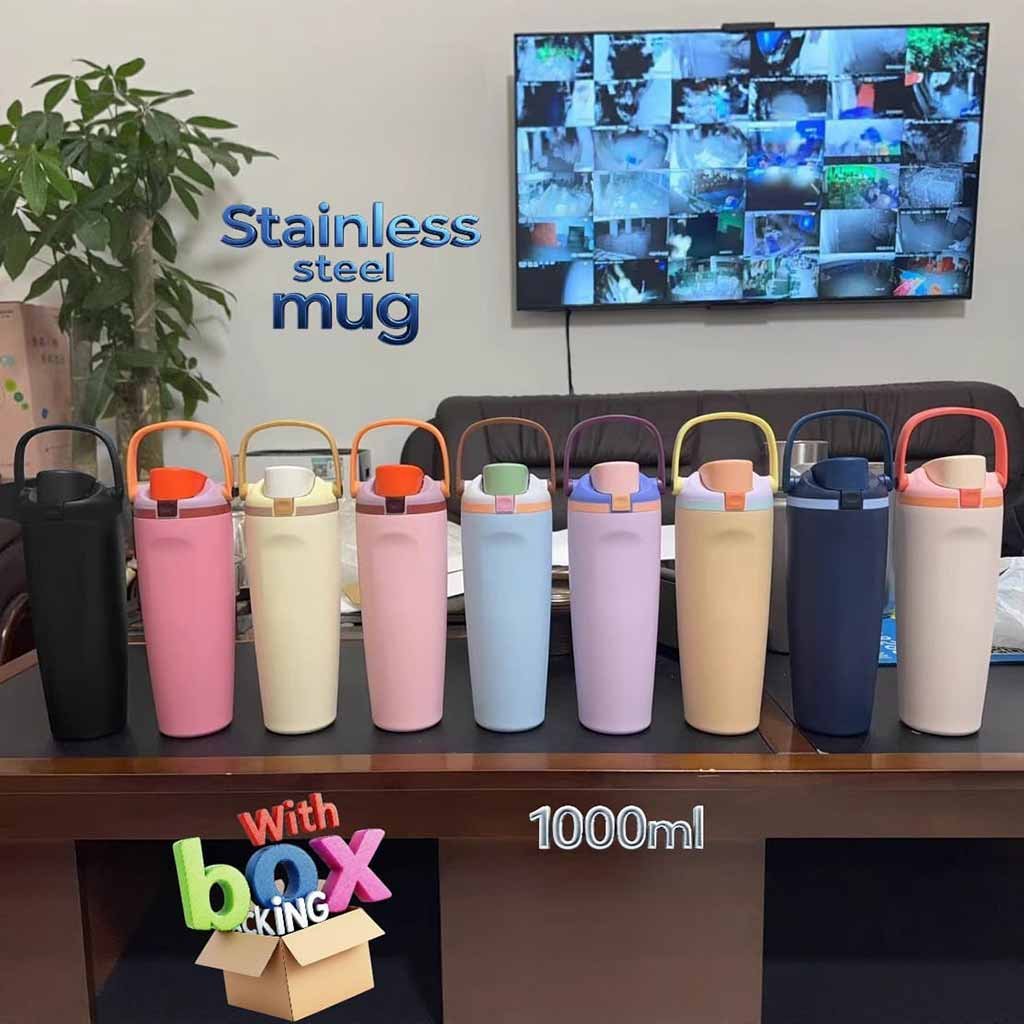 WB-08 stainless steel mug 1000ml wholesale India large capacity water bottle 1 litre steel India insulated mug with handle bulk supplier Delhi travel mug 1000ml wholesale India steel bottle with handle wholesale India