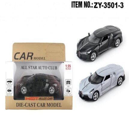 Die Cast Toy Car Model with Open Doors & Light, 1:35