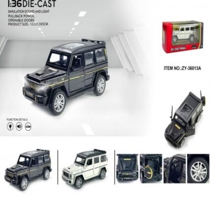 Die Cast Toy Car Model with Open Doors & Light, 1:36