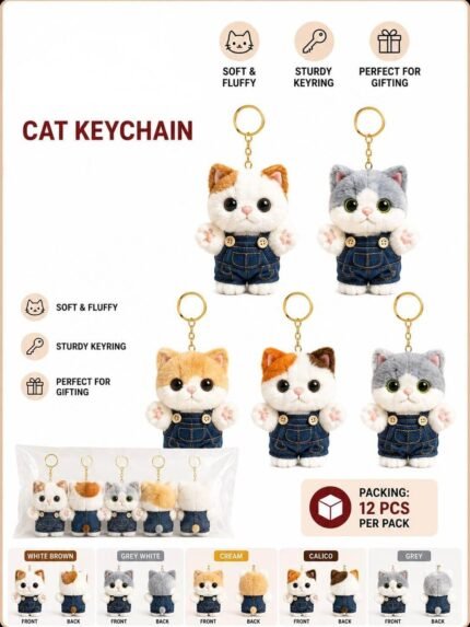 Plush Cat Keychain, MOQ-12, PLK-09