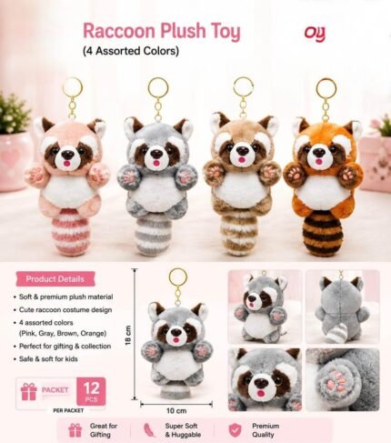 Plush Racon Keychn, MOQ-12, PLK-19