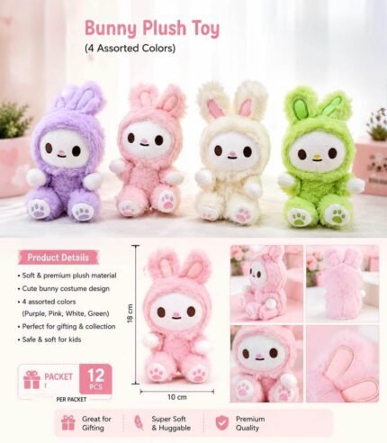 Plush Bunny Keychn, MOQ-12, PLK-20