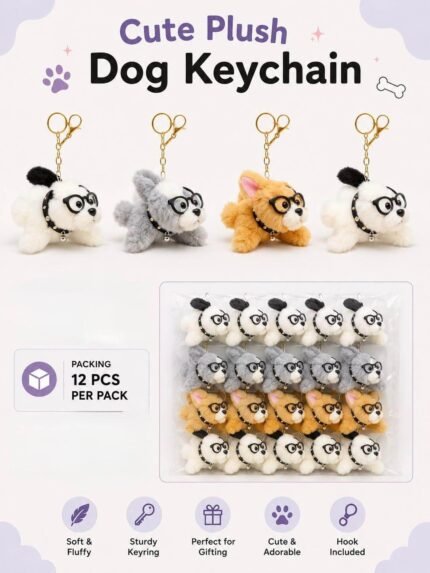 Plush Dog Keychain, MOQ-12, PLK-32
