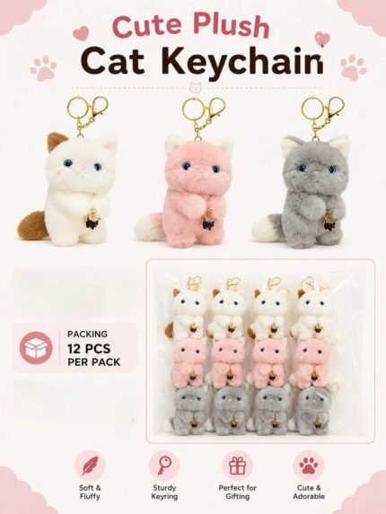 Plush Cat Keychain, MOQ-12, PLK-33