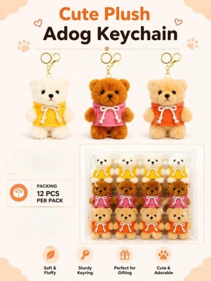 Plush Bear Keychain, MOQ-12, PLK-34
