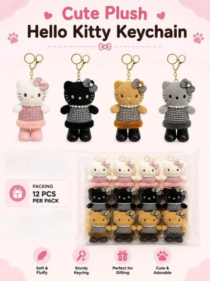 Plush Kitty Keychn, MOQ-12, PLK-35