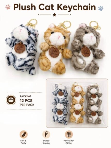Plush Cat Keychain, MOQ-12, PLK-37